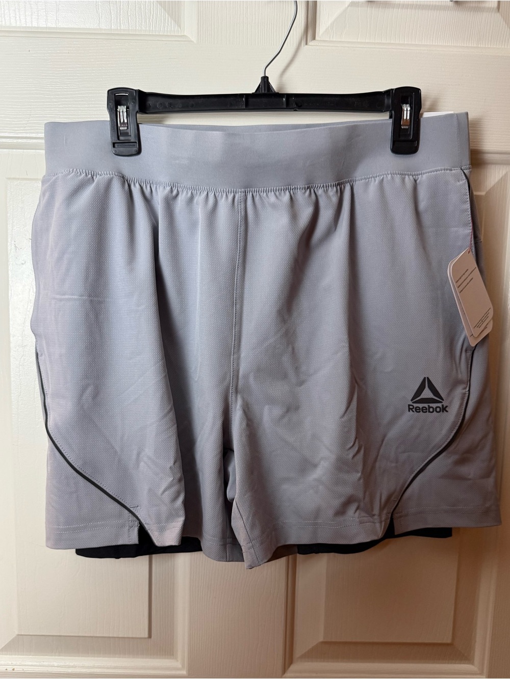 Reebok Men’s Light Gray Athletic Shorts with Black Trim